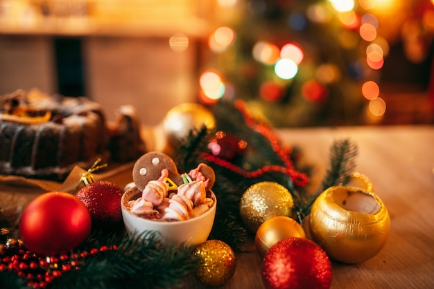 Homem-biscoito de Natal, closeup de sobremesa de feriado