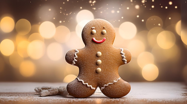 Homem-biscoito em fundo de natal