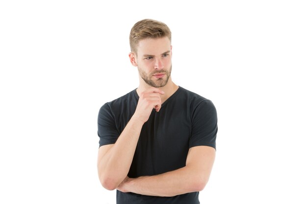 Homem bonito com barba por fazer e bigode barba e cabeleireiro casual, mas bonito