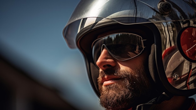 homem bonito com capacete de moto