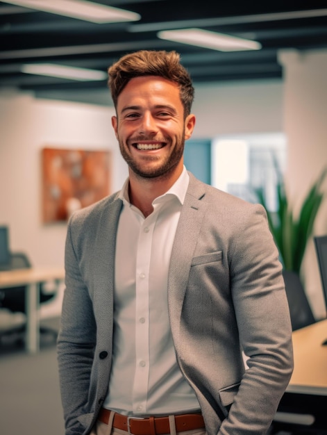 Foto homem bonito e bem-sucedido confiante, sorrindo e parecendo determinado