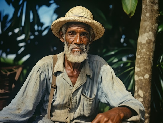 Homem brasileiro do início dos anos 1900, foto antiga colorida