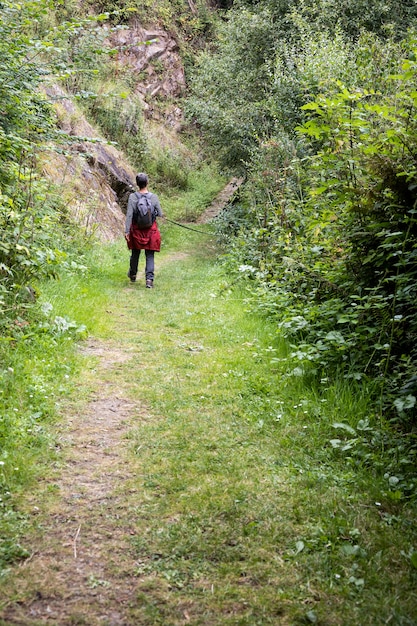 Homem caminhando na natureza