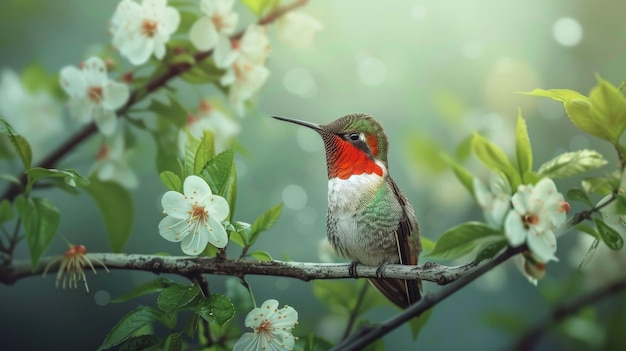 Homem Colibri de Garganta de Rubi Fotografia de um macho colibri de garganta de rubi maduro empoleirado em um