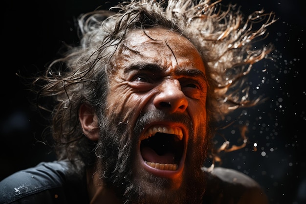 Homem com barba e cabelo bagunçado está gritando IA generativa