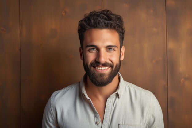 Homem com barba sorri para a câmera Esta foto pode ser usada para vários propósitos