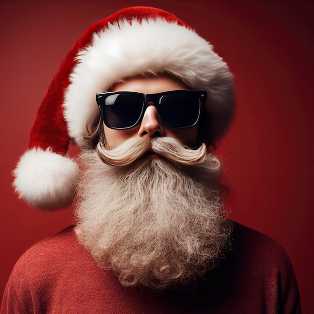 Foto homem com barba vestido de papai noel ai generativo