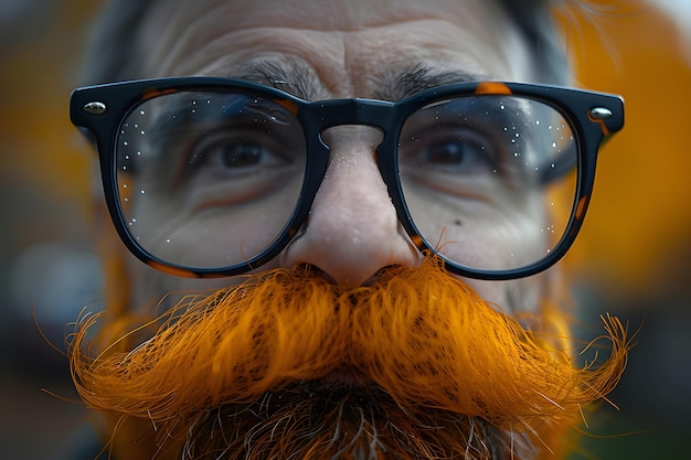 Foto homem com óculos e bigode falso