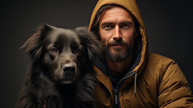 Homem com retrato de cão