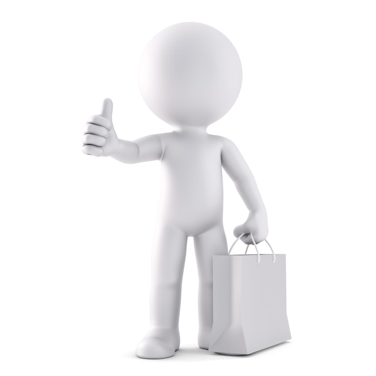 Foto homem com sacola de compras.