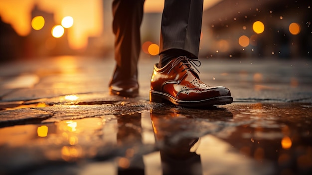 homem com sapatos vermelhos na rua
