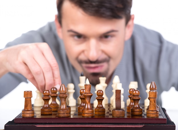 Foto homem, com, um, xadrez