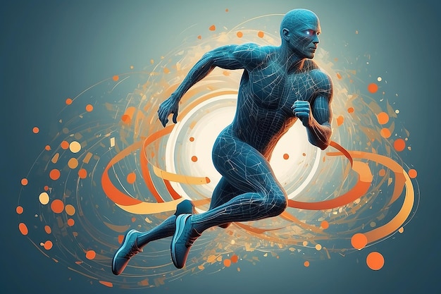 Homem correndo de círculos Ilustração contém transparência e efeitos de mistura
