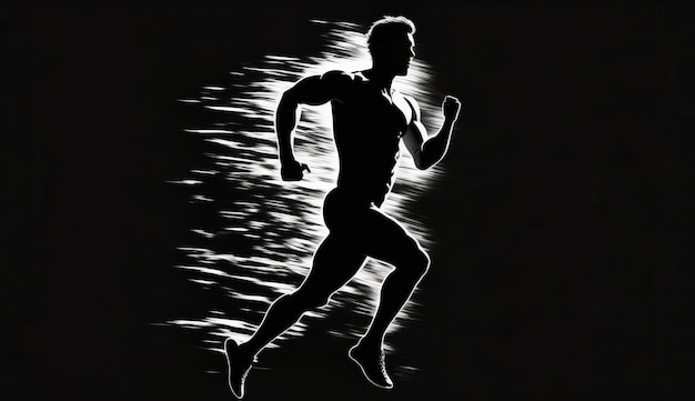 Foto homem correndo silhueta preto e branco ai generative