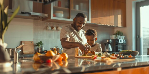 Foto homem cozinhando na cozinha ia generativa