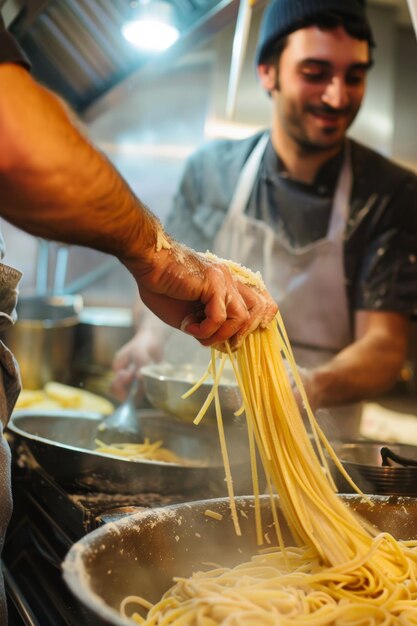 Foto homem cozinhando na cozinha ia generativa