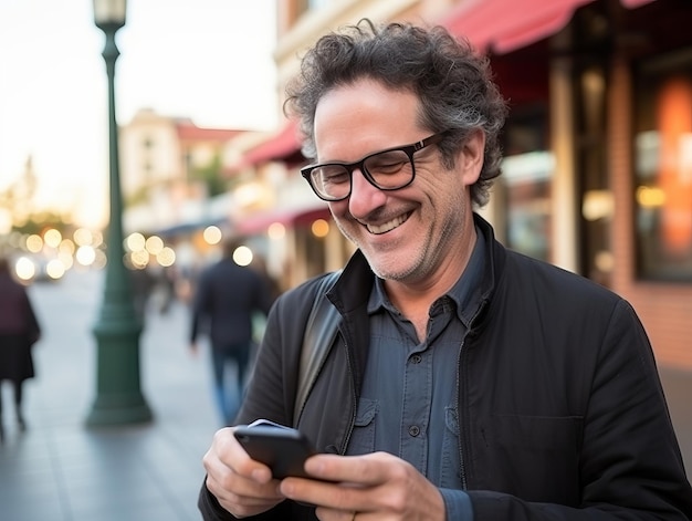 homem da Colômbia usando smartphone para comunicação on-line