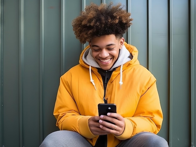 homem da Colômbia usando smartphone para comunicação on-line