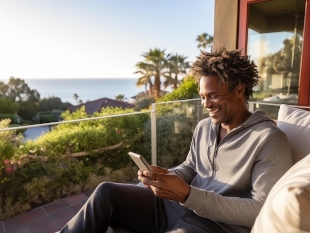 homem da Colômbia usando smartphone para comunicação on-line