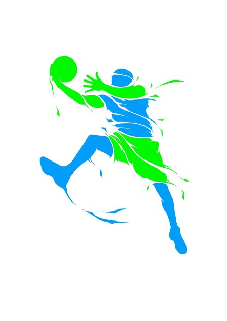 Homem de basquetebol azul e verde