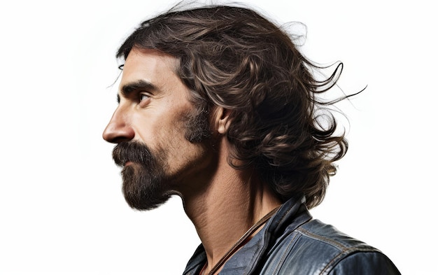 Homem de cabelo longo e barba