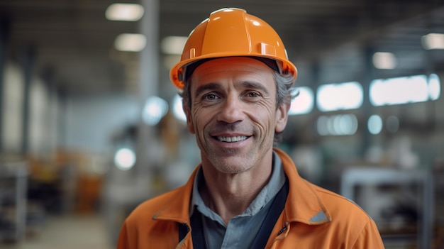 Homem de capacete de segurança Homem da construção civil com capacete Trabalhador da indústria na construção civil Engin