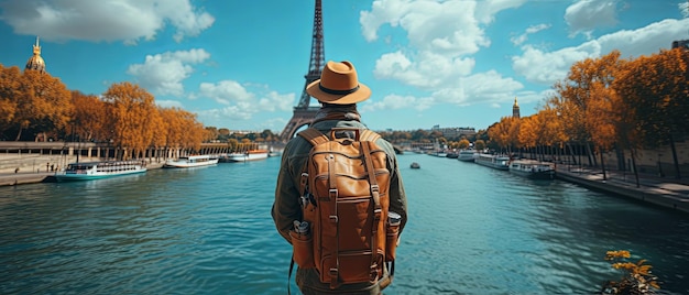 Homem de chapéu de pé no barco