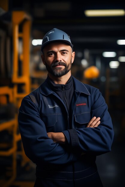 Homem de chapéu e casaco de pé com os braços cruzados IA generativa