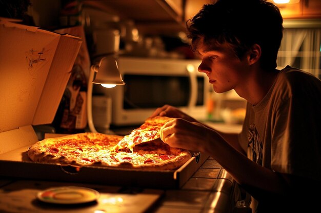 Foto homem de entrega de pizza segurando um tablet