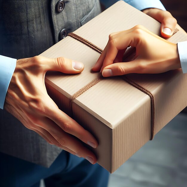 Foto homem de entrega entregando a encomenda