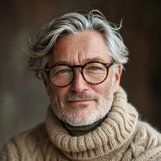 Homem de moda idoso em suéter aconchegante gerado pela IA