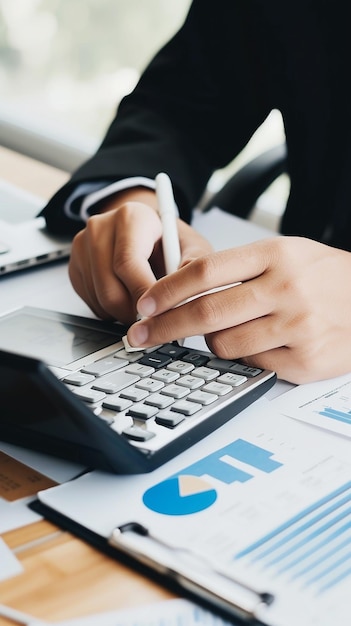 Foto homem de negócios a calcular dados financeiros