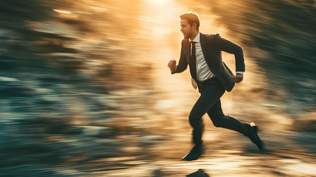 Homem de negócios a correr para o futuro.