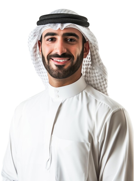 Homem de negócios árabe com emoção de fundo transparente