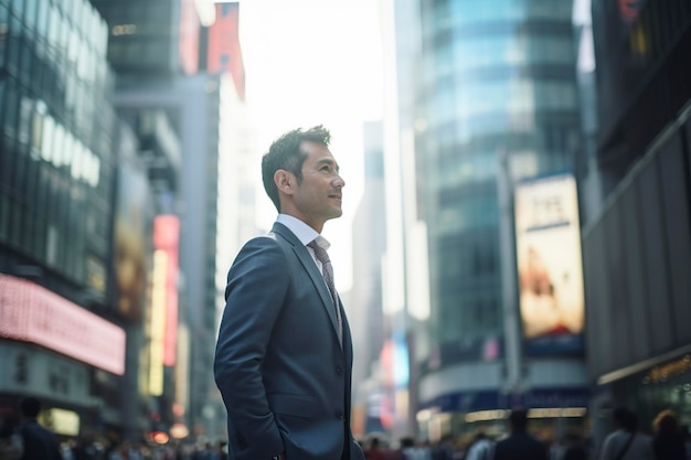 homem de negócios asiático na cidade