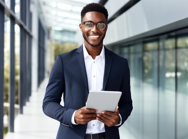 Foto homem de negócios com um tablet