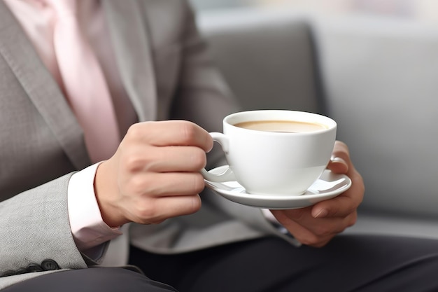 Foto homem de negócios com uma chávena de café