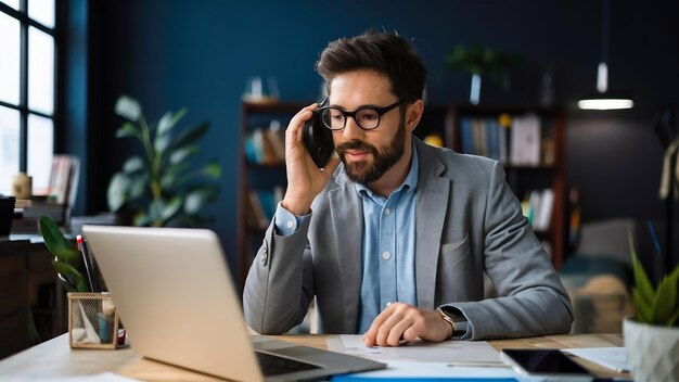 Homem de negócios com uma videocall para o trabalho