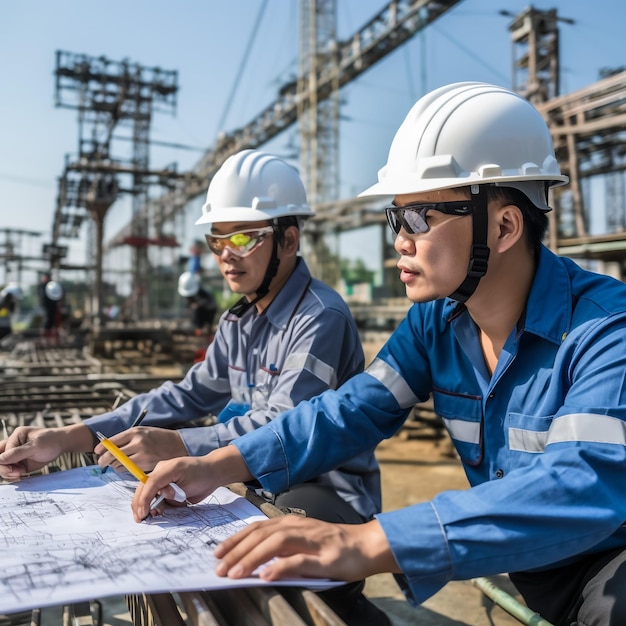 Foto homem de negócios de grupo engenheiro de construção