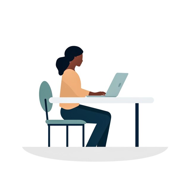 Homem de negócios trabalhando no computador na mesa Ilustração de estilo plano isolada em fundo branco