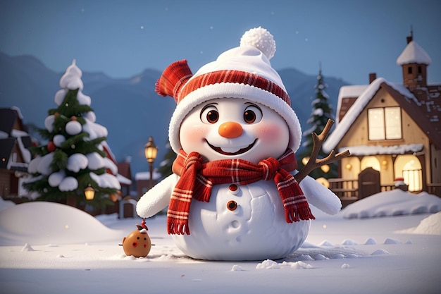 Homem de neve de Natal bonito em 3D