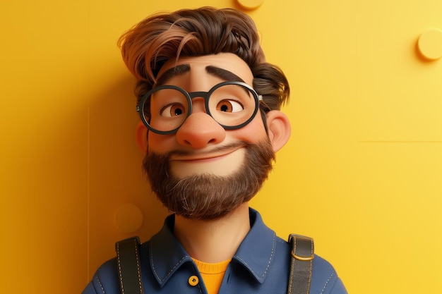 Homem de óculos e barba usando suspensores