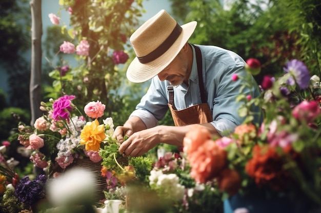 Homem de planta colheita colheita negócio de trabalho cultivo de vegetais agricultura de flores agricultor orgânico horticultura jardineiro