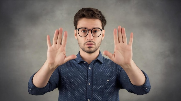 Homem dizendo não mostrar gesto de parada