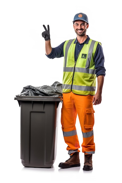 Homem do lixo com carrinho de poeira na cidade gerado pela IA