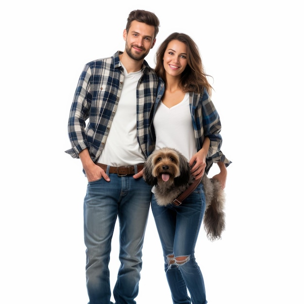 Foto homem e mulher com cão