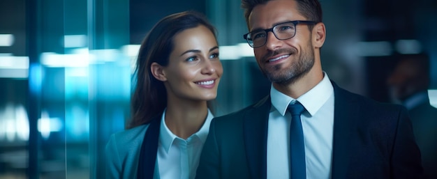 Foto homem e mulher de coworking em trajes formais em escritórios, pessoas de negócios.