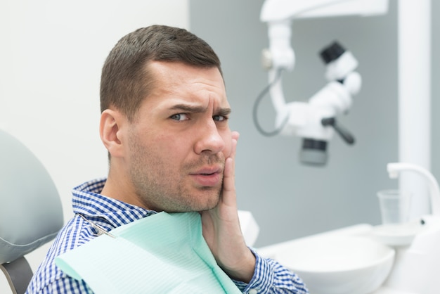 Foto homem, em, dentista