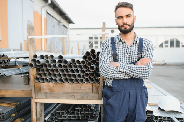 Homem escolhe perfil de metal para construção