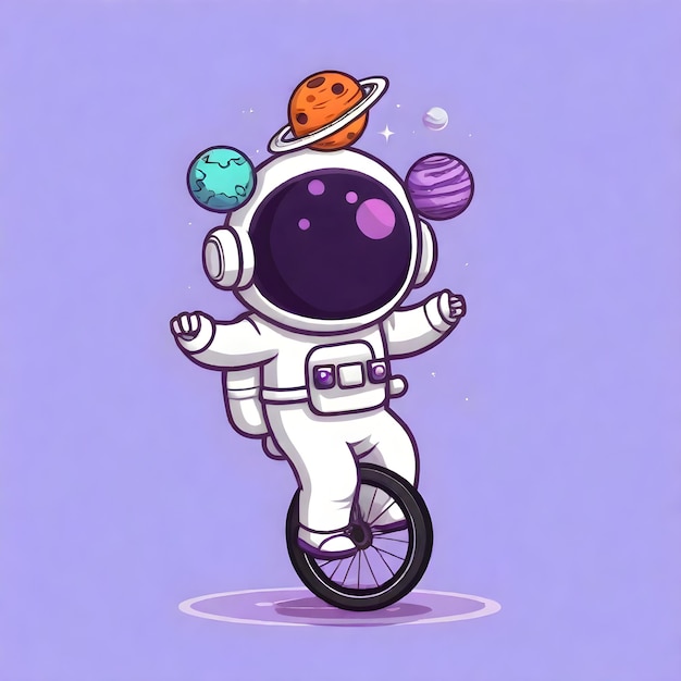 Foto homem-espacial bonito personagem de desenho animado ilustração foguete míssil moeda vetor arte ícone astronauta